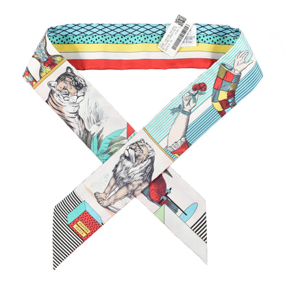 Hermes Silk Twilly Grand Theatre Nouveau Ivoire Turquoise 1 of 3