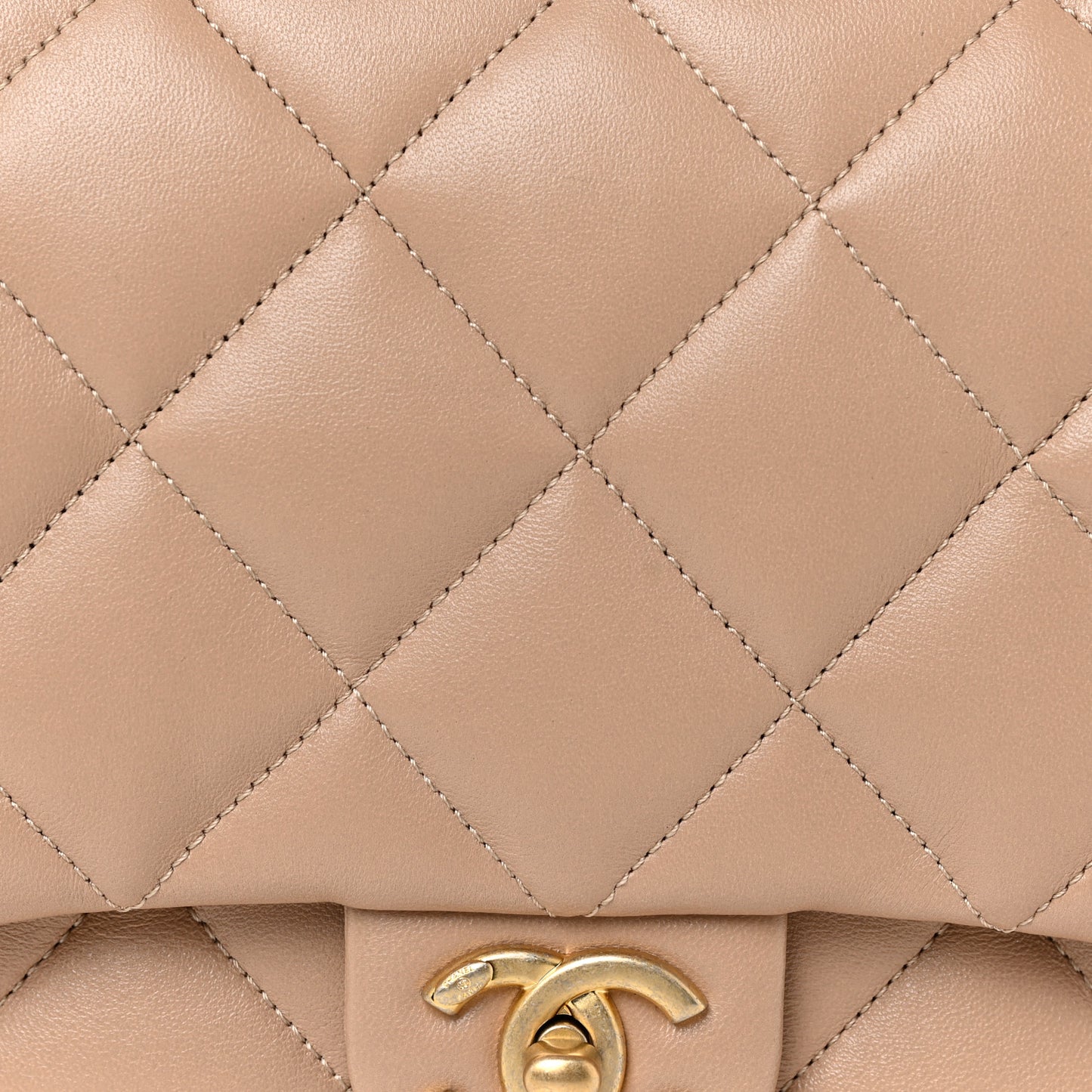 Lambskin Quilted Large CC Funky Town Flap Beige