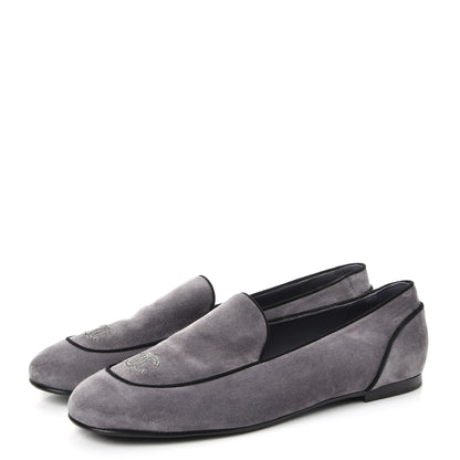 Chanel Suede Calfskin Mocassin CC Flats 41 Grey 3 of 9