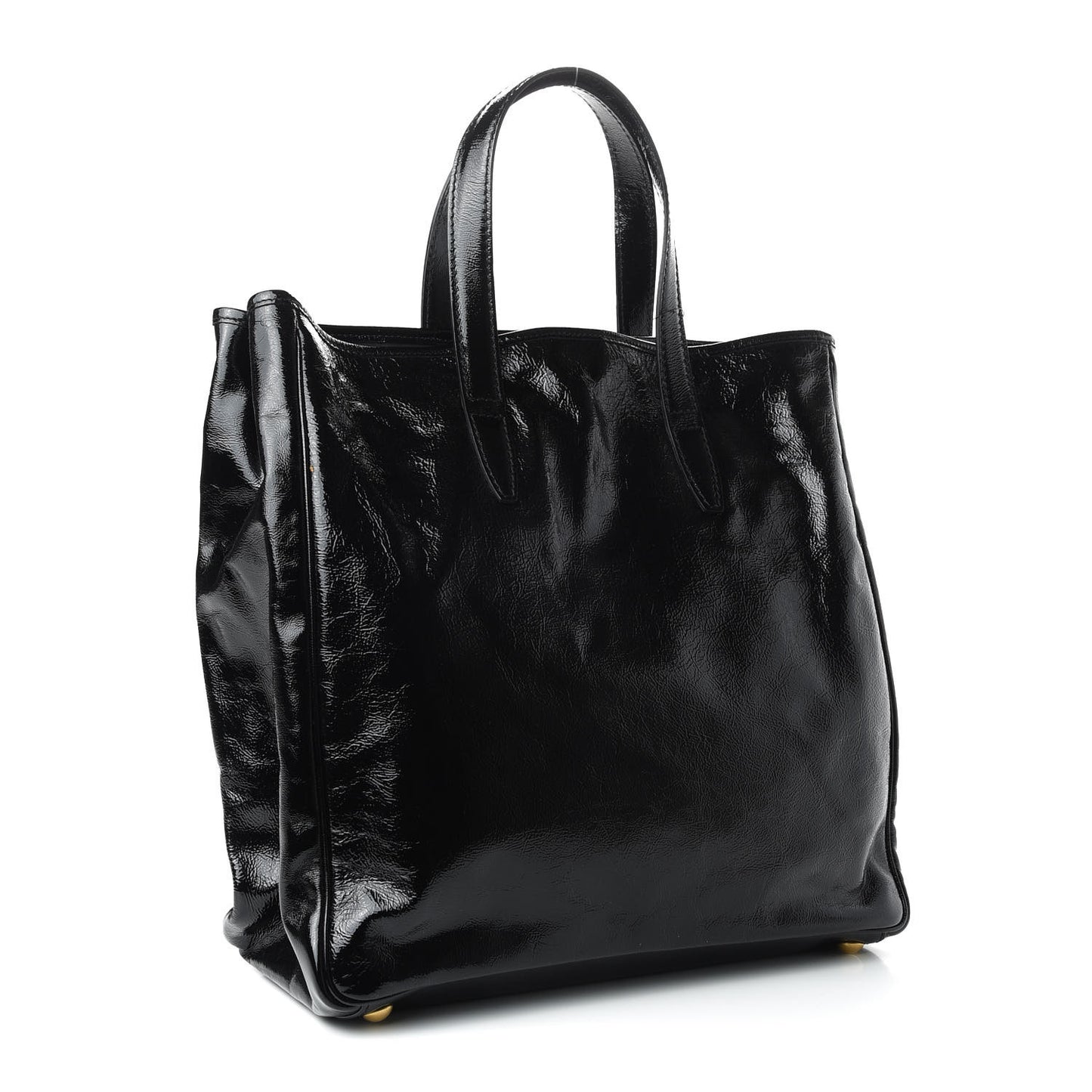 Textured Patent Large Y-Mail Tote Black