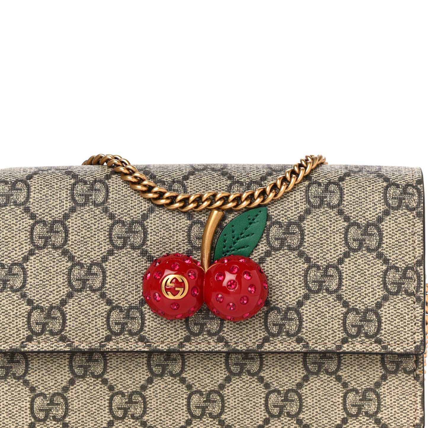 GG Supreme Monogram Mini Cherry Chain Bag