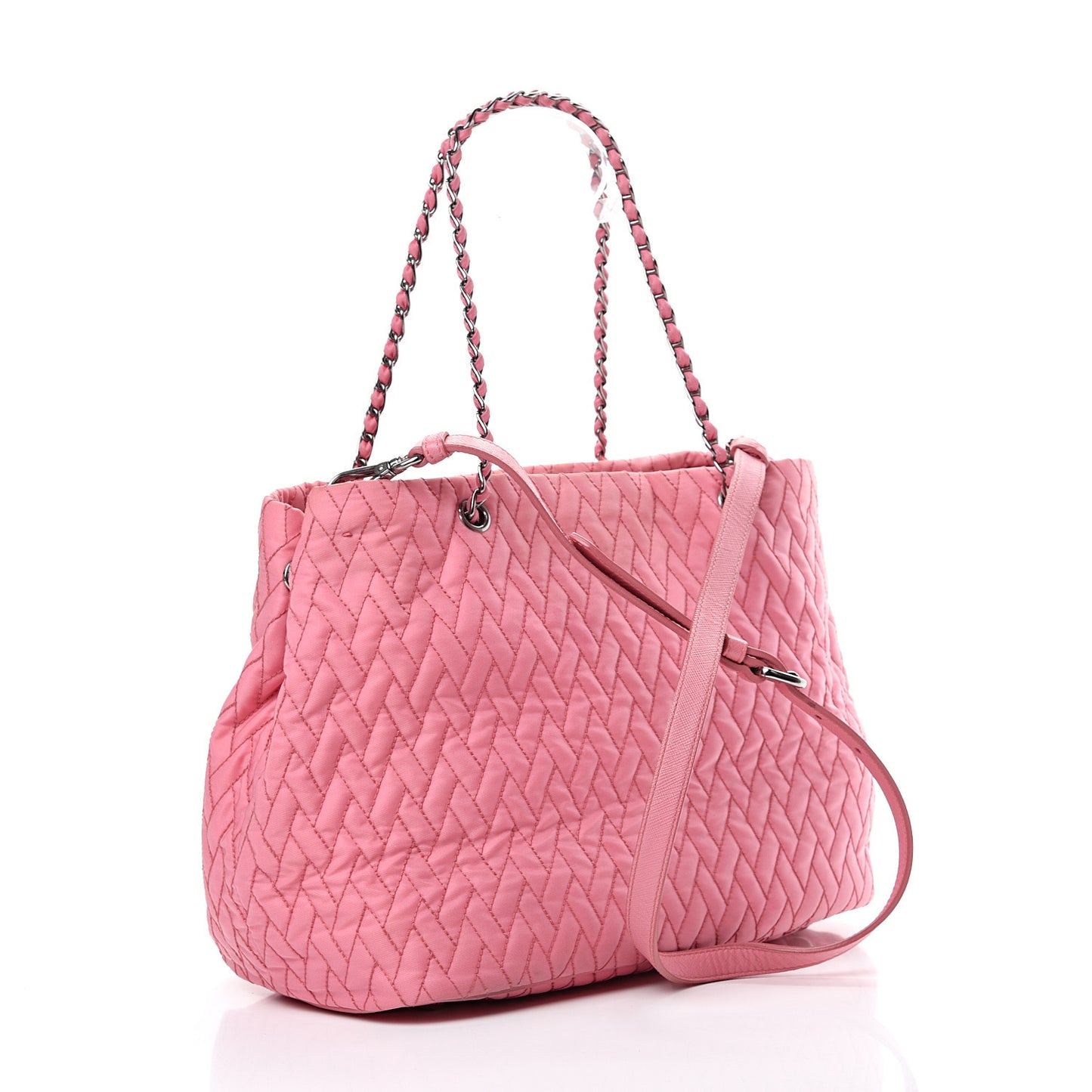 Nylon Tessuto Impuntu Quilted Shoulder Bag Pink