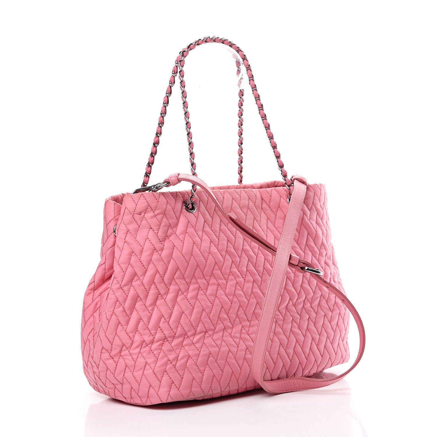 Prada Nylon Tessuto Impuntu Quilted Shoulder Bag Pink 2 of 13