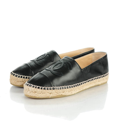 Chanel Lambskin CC Espadrilles 38 Black 3 of 8