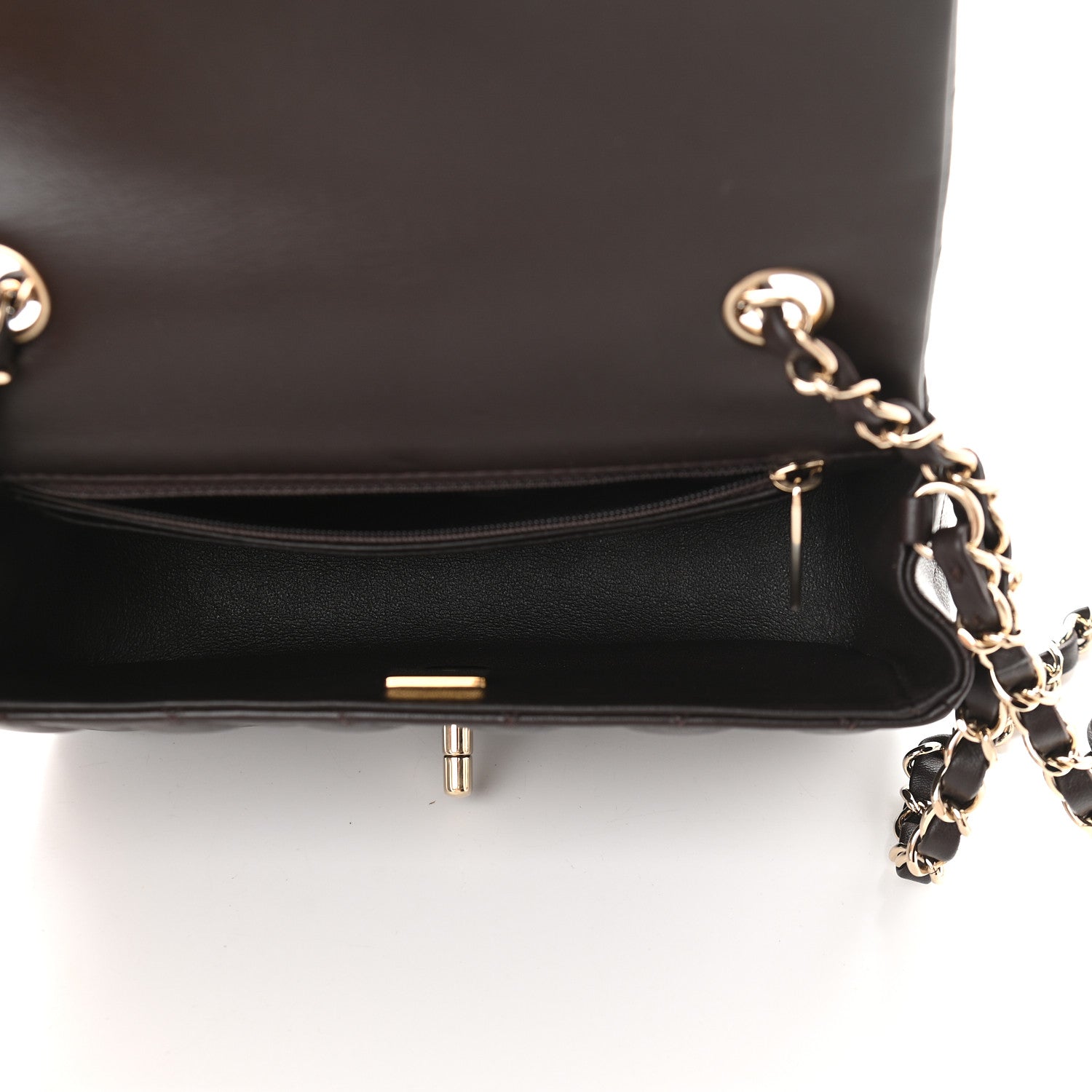 Chanel Lambskin Quilted Mini Rectangular Flap Dark Brown 5 of 9