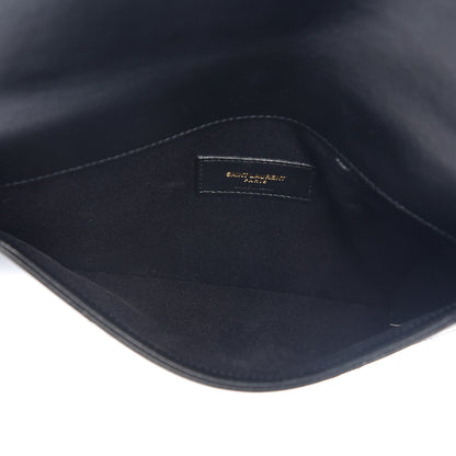 Saint Laurent Calfskin Matelasse Chevron Monogram Uptown Clutch Black 4 of 7