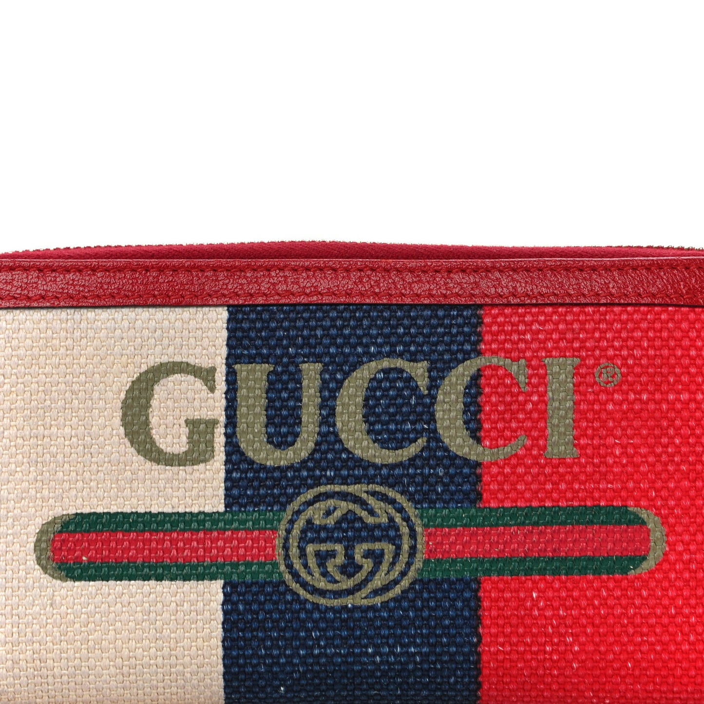 Canvas Sylvie Stripe Logo Zip Around Wallet Mystic White Hibiscus Red Maritime