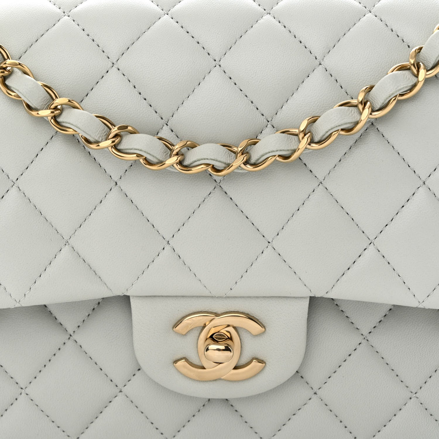 Chanel Lambskin Quilted Medium Double Flap Light Blue 8 of 11