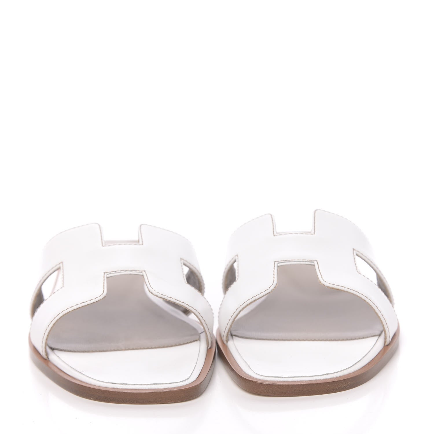 Hermes Box Calfskin Oran Sandals 37.5 White 2 of 9