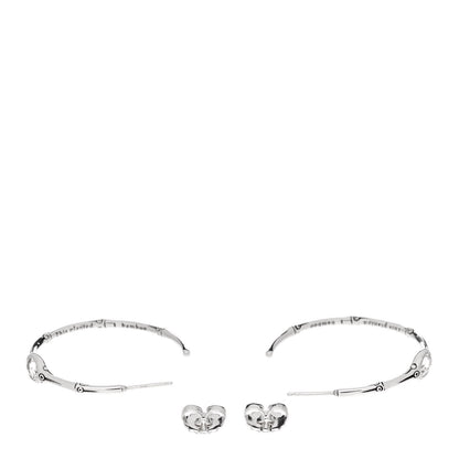 John Hardy Sterling Silver Rock Crystal Bamboo Hoop Earrings 3 of 5