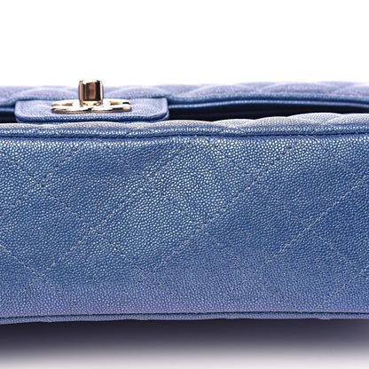 Chanel Iridescent Caviar Quilted Medium Double Flap Dark Blue 10 of 12