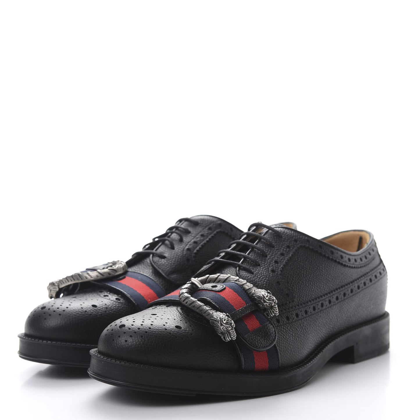 Calfskin Web Mens Queercore Brogue Derby Shoes 8.5 Black
