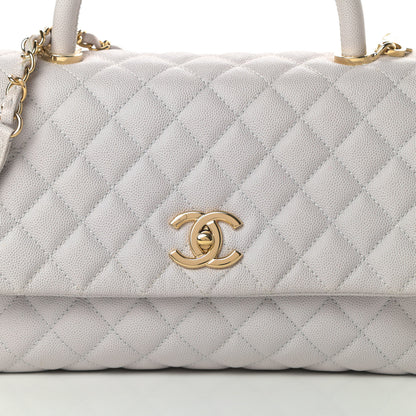 Chanel Caviar Quilted Small Coco Handle Flap Light Grey 8 of 12