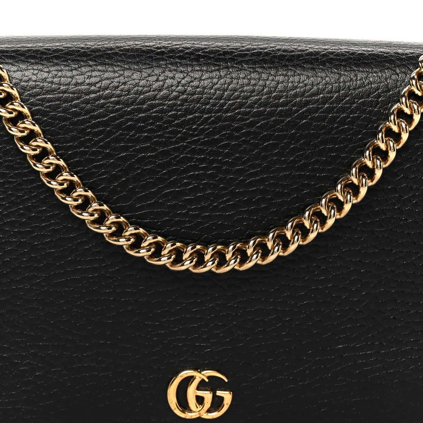 Calfskin Mini GG Marmont Chain Wallet Black