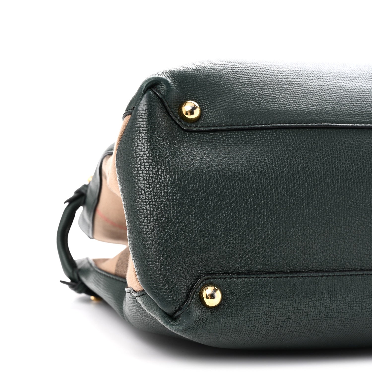 Burberry Derby Calfskin House Check Large Banner Tote Dark Bottle Green 9 of 10