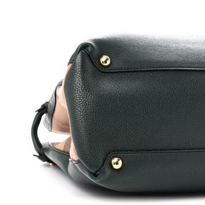 Burberry Derby Calfskin House Check Large Banner Tote Dark Bottle Green 9 of 10