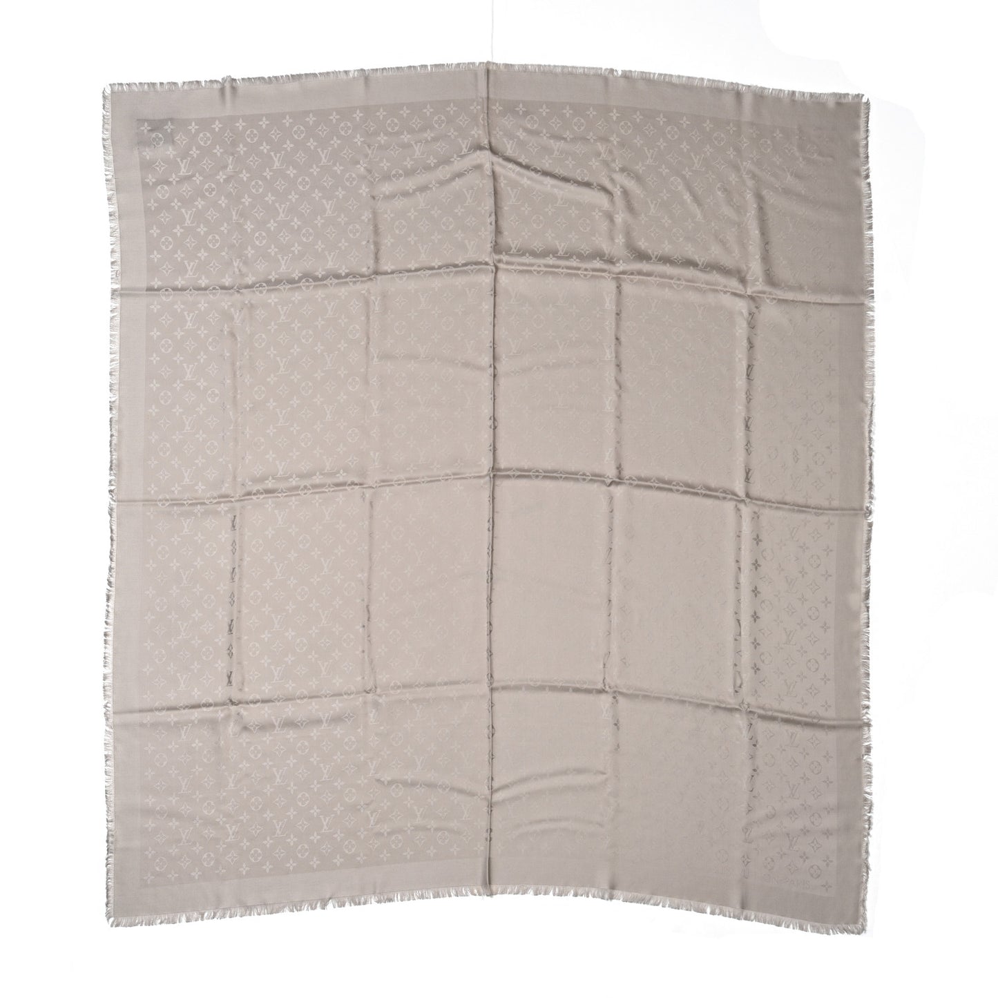 Silk Wool Monogram Shawl Greige