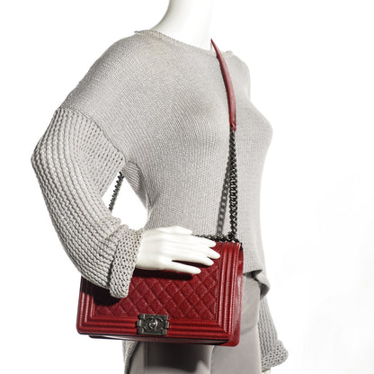 Chanel Caviar Quilted New Medium Boy Flap Dark Red 2 of 8