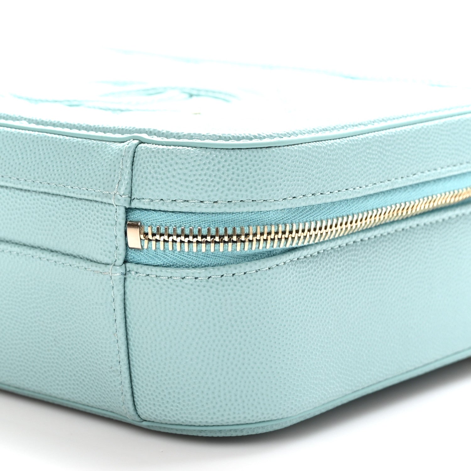 Chanel Caviar Quilted Medium CC Filigree Vanity Case Light Blue 10 of 11