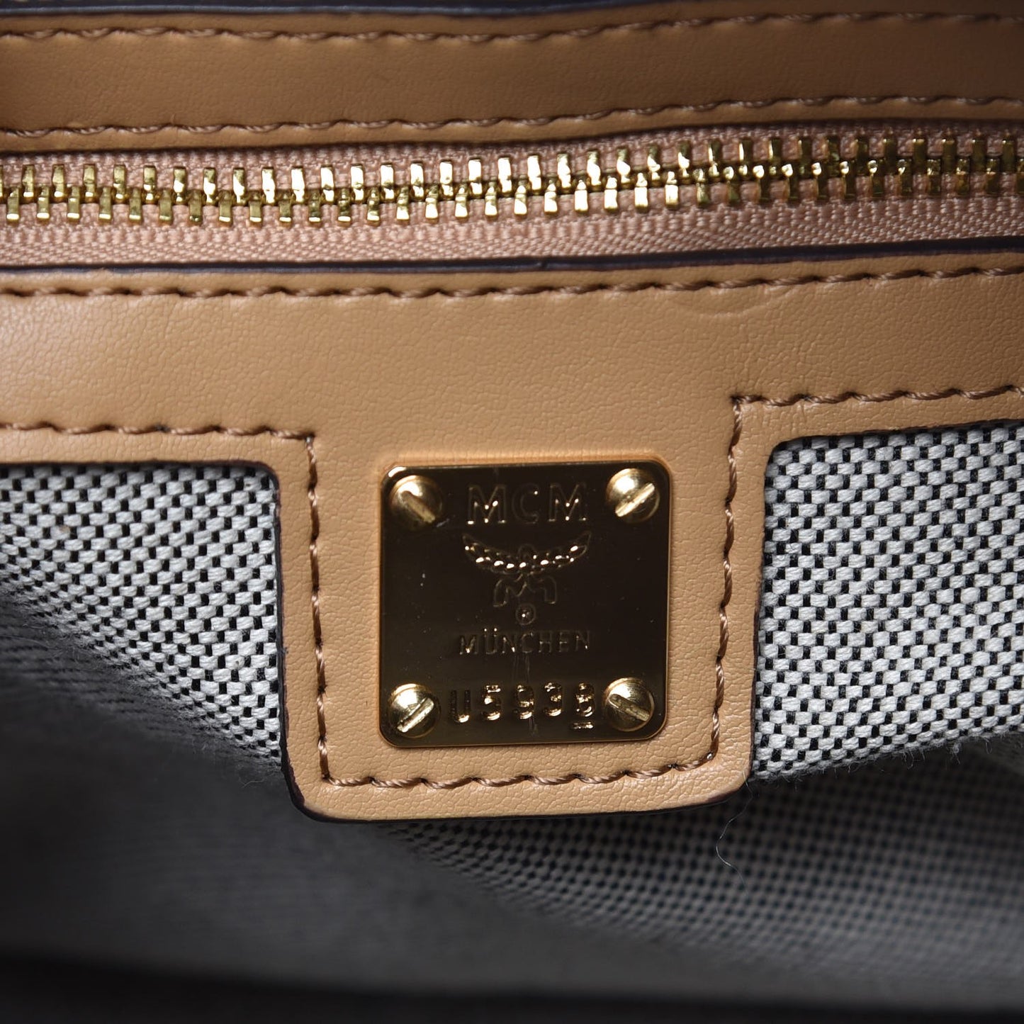 Striped Visetos Top Handle Satchel Beige