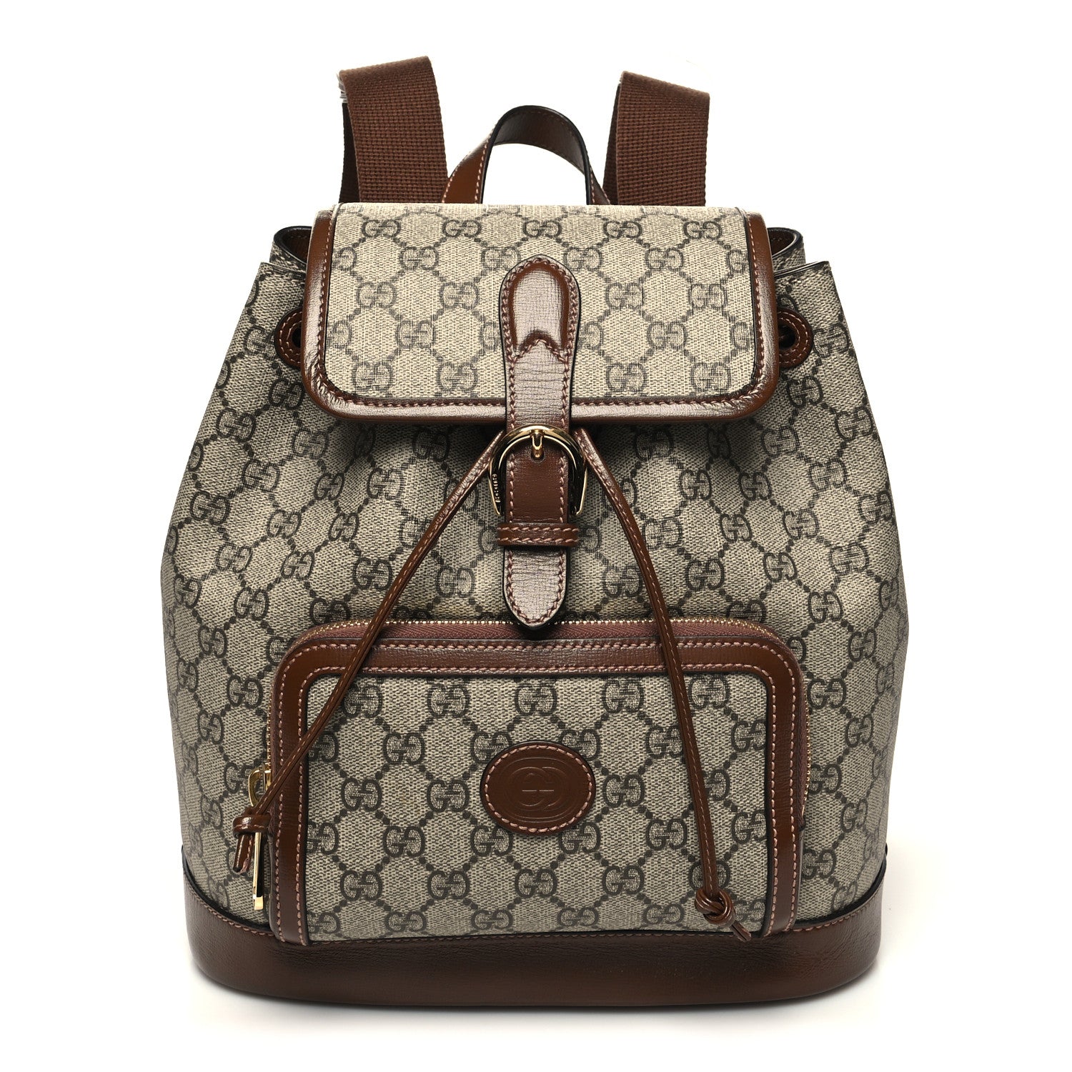 Gucci GG Supreme Monogram Azalea Calfskin Retro Interlocking G Buckle Backpack Beige Ebony Brown Sugar 1 of 11