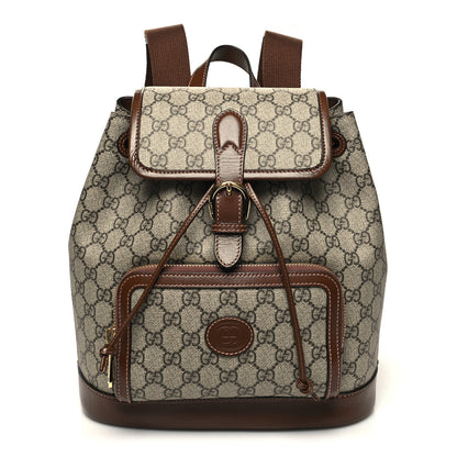 Gucci GG Supreme Monogram Azalea Calfskin Retro Interlocking G Buckle Backpack Beige Ebony Brown Sugar 1 of 11