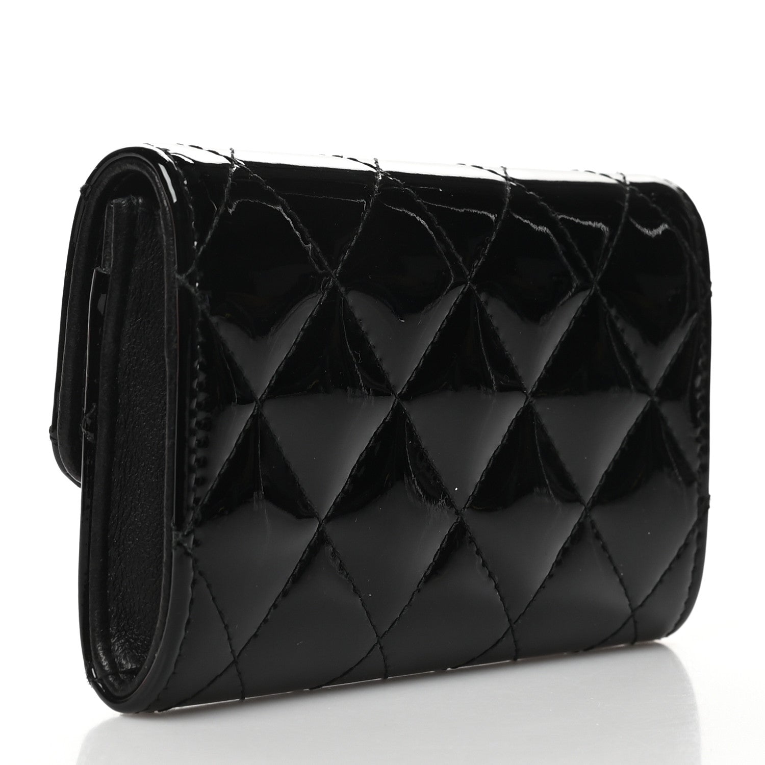 Chanel Patent Quilted Flap Card Holder Black 3 of 9