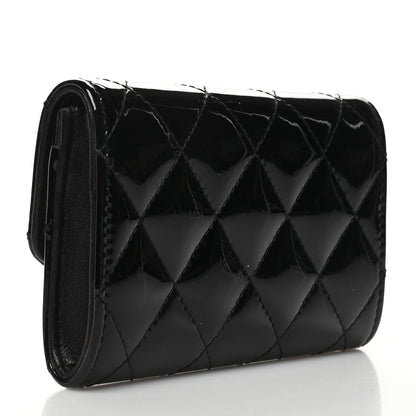 Chanel Patent Quilted Flap Card Holder Black 3 of 9
