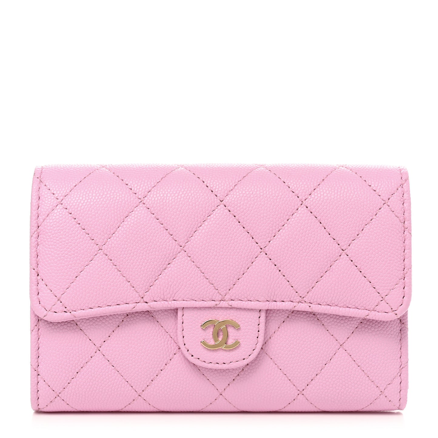 Caviar Quilted Medium Flap Wallet Lilac