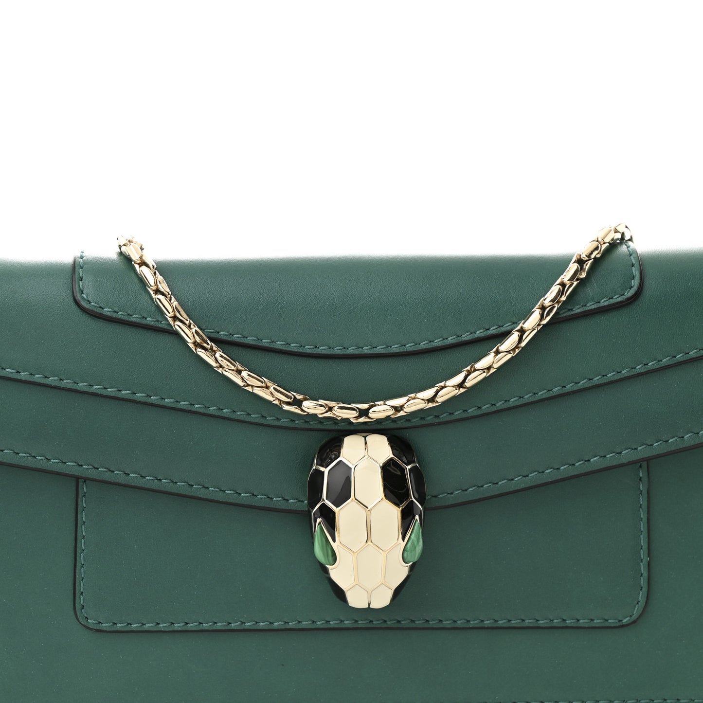Calfskin Serpenti Forever Flap Clutch  Emerald Green