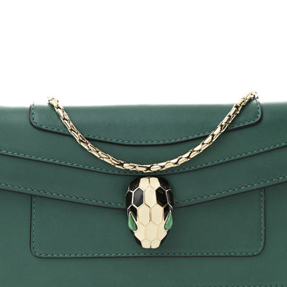 Bulgari Calfskin Serpenti Forever Flap Clutch  Emerald Green 8 of 12
