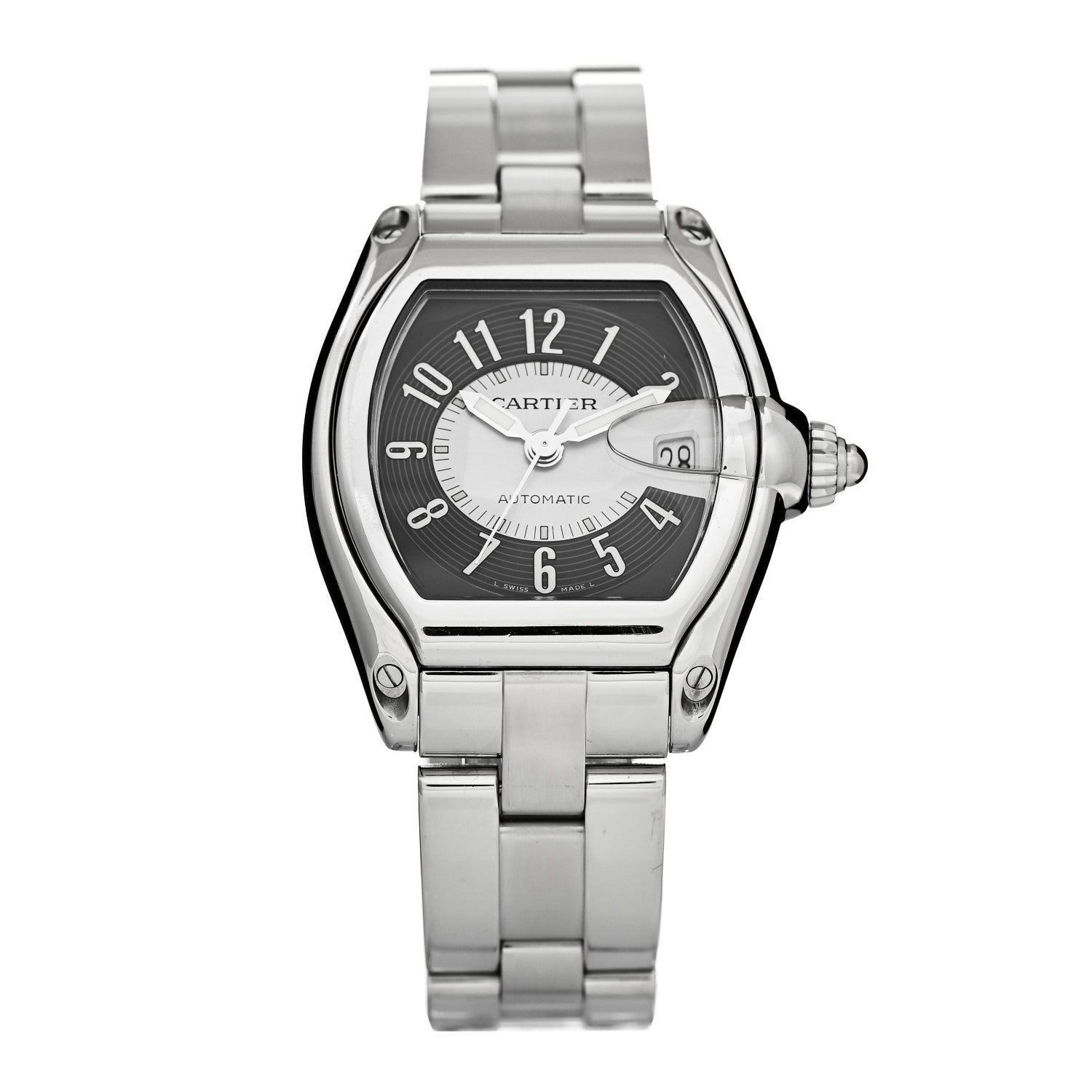 Cartier Stainless Steel 37mm Roadster Automatic Watch Black 1 of 4