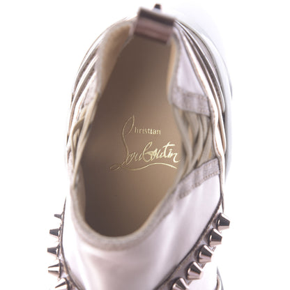 Christian Louboutin Satin Metallic Calfskin Glitter Specchio Studded 123 Run Flat Sneakers 37 Nude 8 of 10