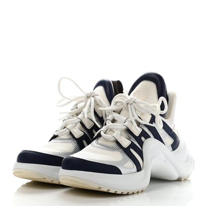 Louis Vuitton Calfskin Technical Nylon LV Archlight Sneaker 37 White Blue Pink 3 of 15