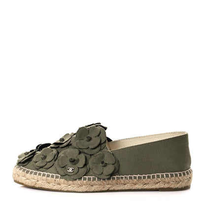 Chanel Fabric Camellia CC Espadrilles 40 Khaki 1 of 9