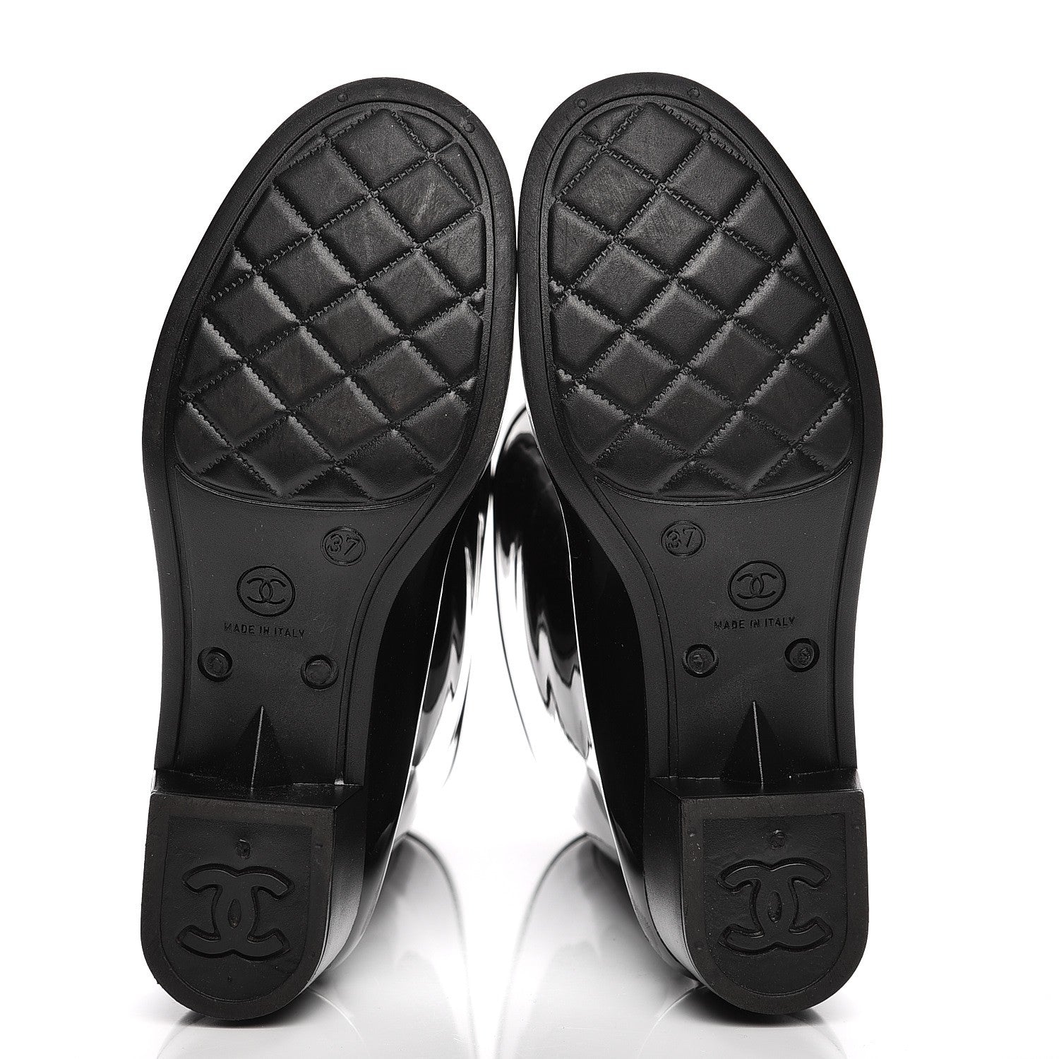 Chanel Rubber Camellia Rain Boots 37 Black 5 of 7