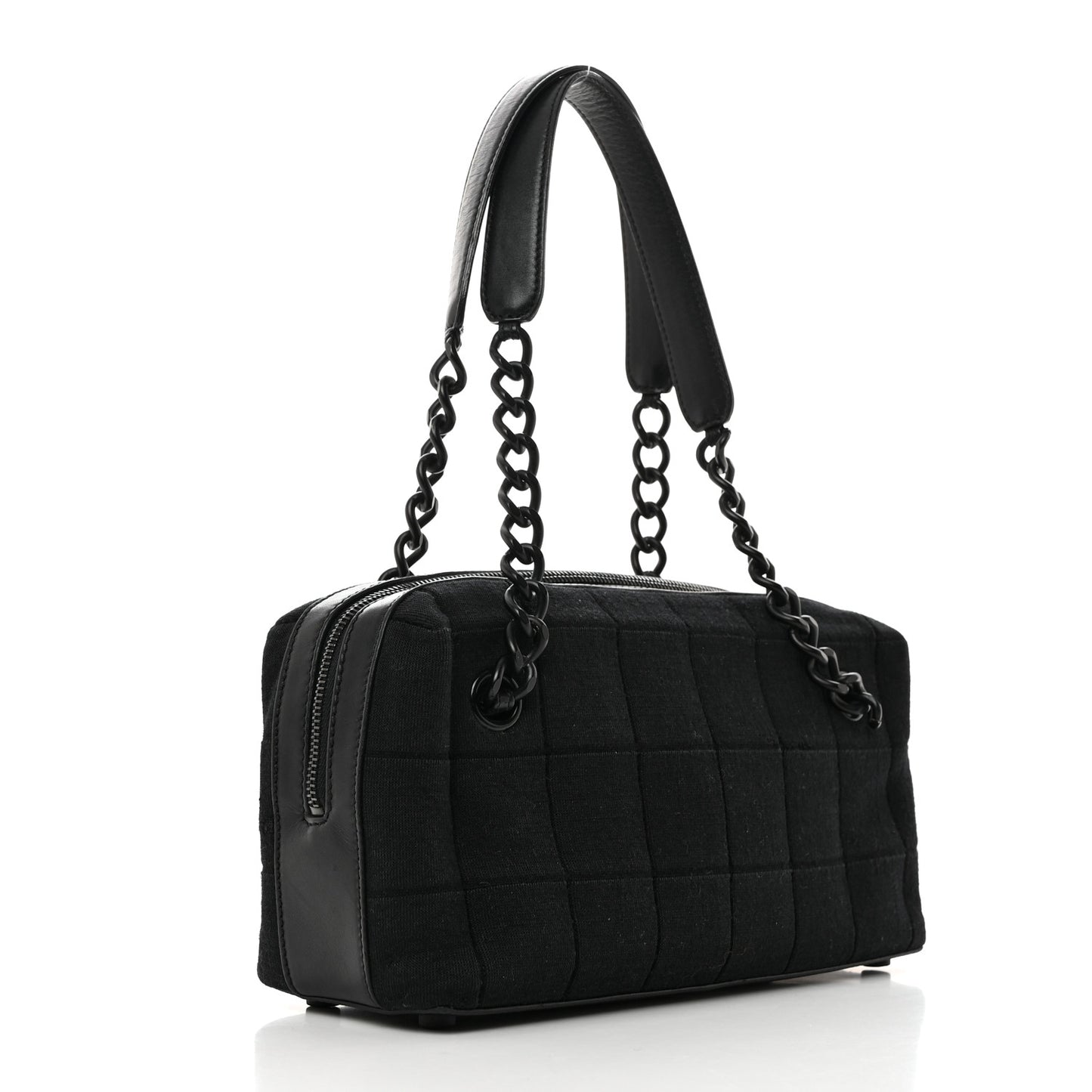 Jersey Quilted Chocolate Bar Shoulder Bag Black