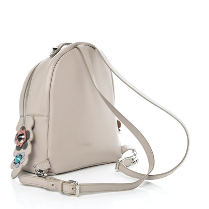 Fendi Vitello Dolce Flowerland Studded Mini Backpack Grigio Polvere Multicolor 3 of 11
