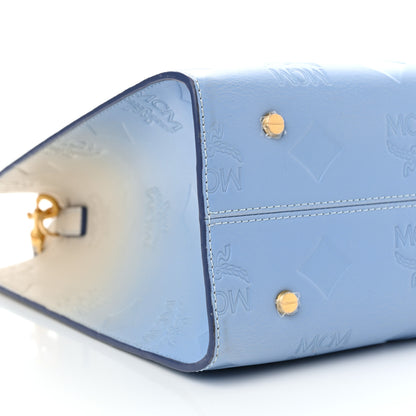MCM Calfskin Gradation Monogram Large Munchen Tote Blue 9 of 10