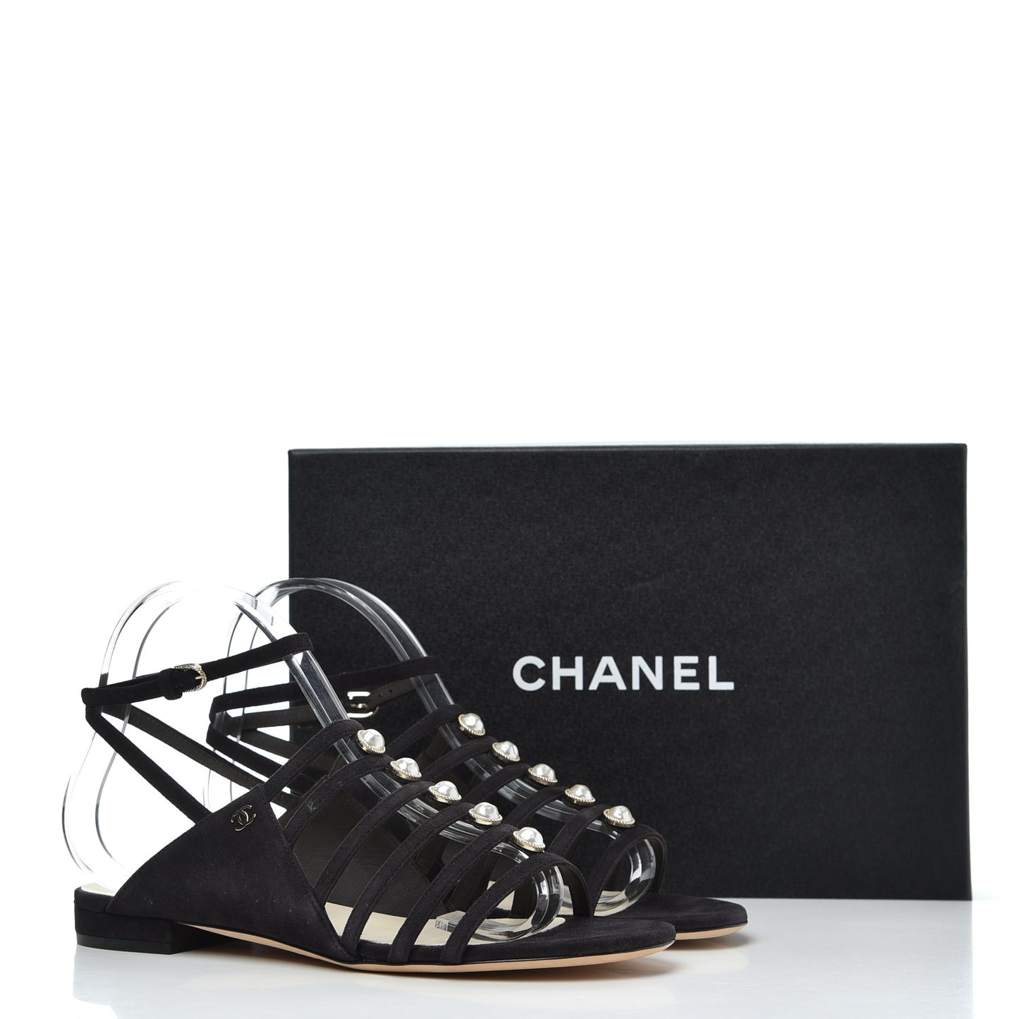 Suede Pearl Sandals 39 Black