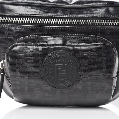 Fendi Glazed Fabric Vitello Century FF 1974 Stamp Patch Pocket Belt Bag Black 9 of 11