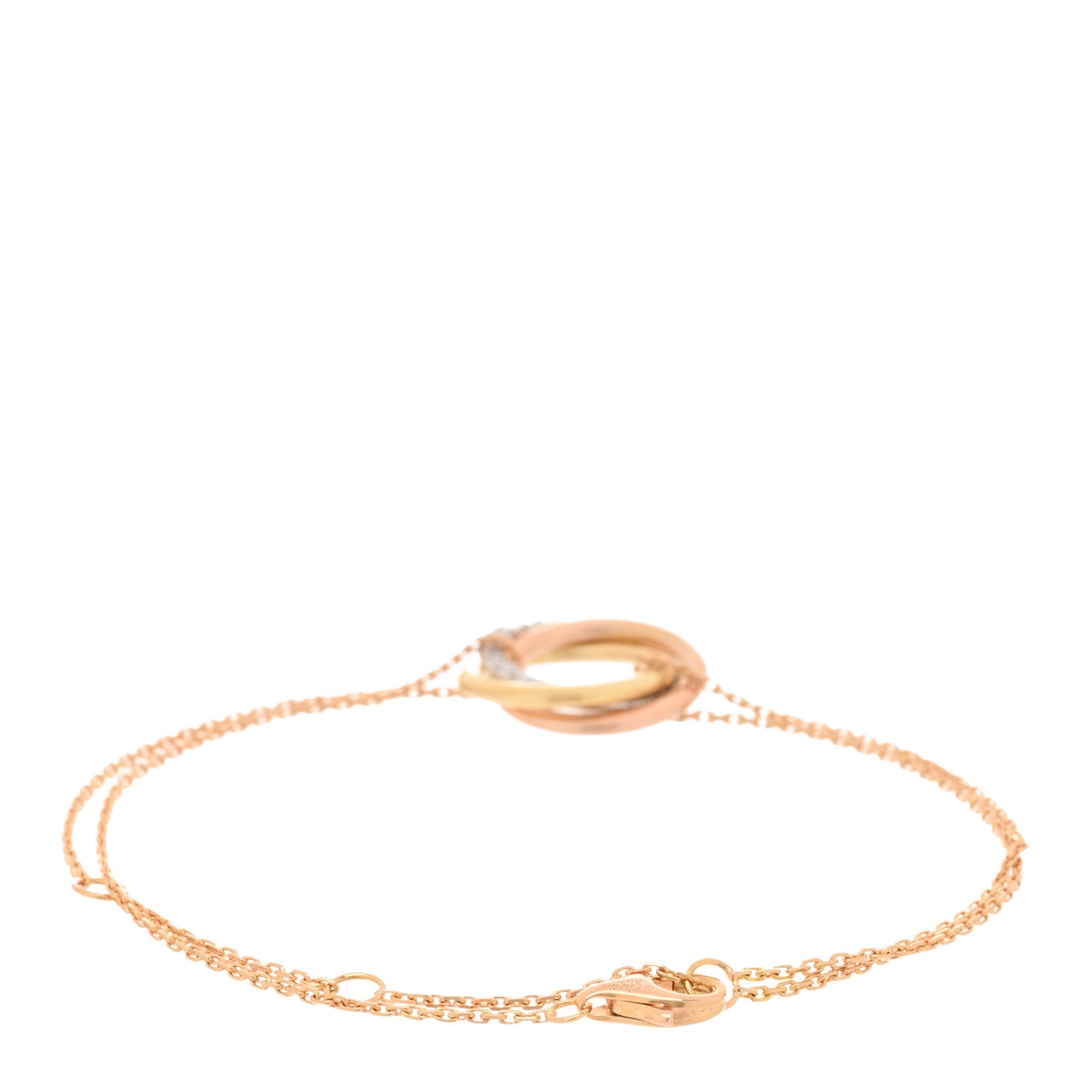 18K Pink Yellow White Gold Diamond Trinity Bracelet