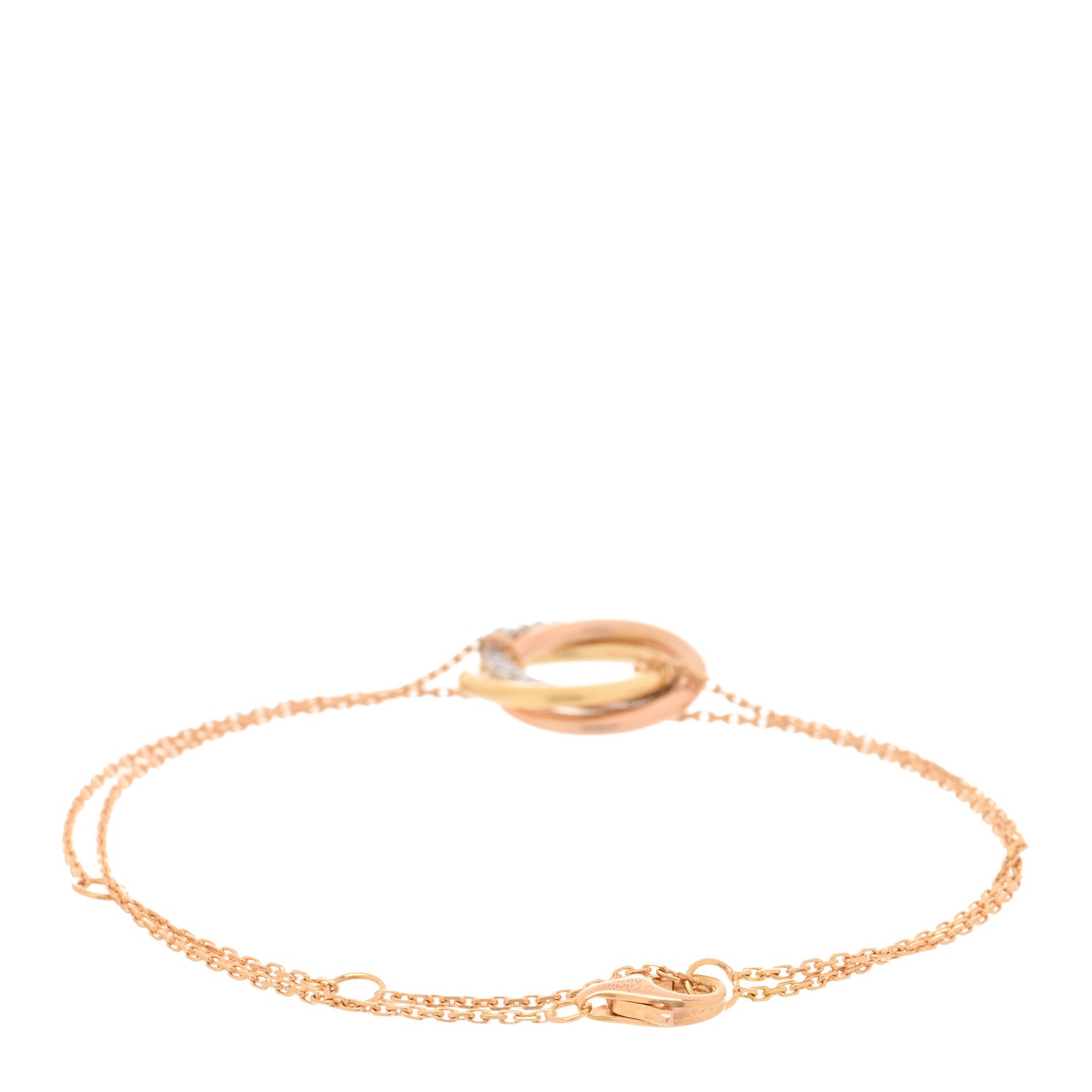 Cartier 18K Pink Yellow White Gold Diamond Trinity Bracelet 2 of 4