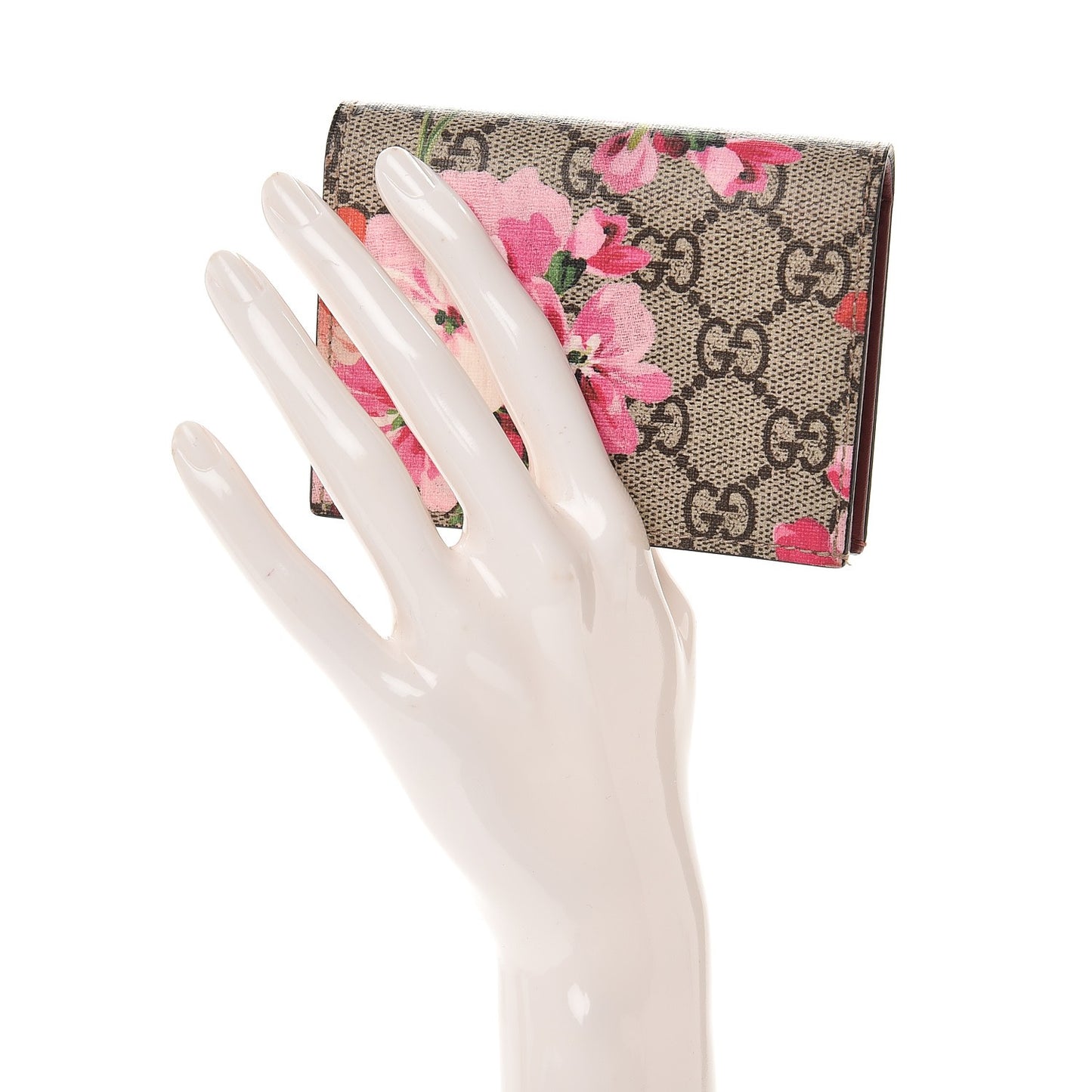 GG Supreme Monogram Blooms Card Case Beige Multicolor Dry Rose
