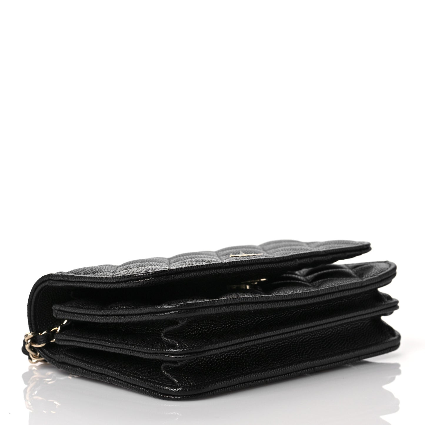Caviar Quilted Mini Wallet On Chain WOC Black