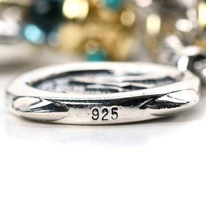 David Yurman Sterling Silver 18K Yellow Gold Diamond Blue Topaz Turquoise 25th Anniversary Charm Bracelet 6 of 8