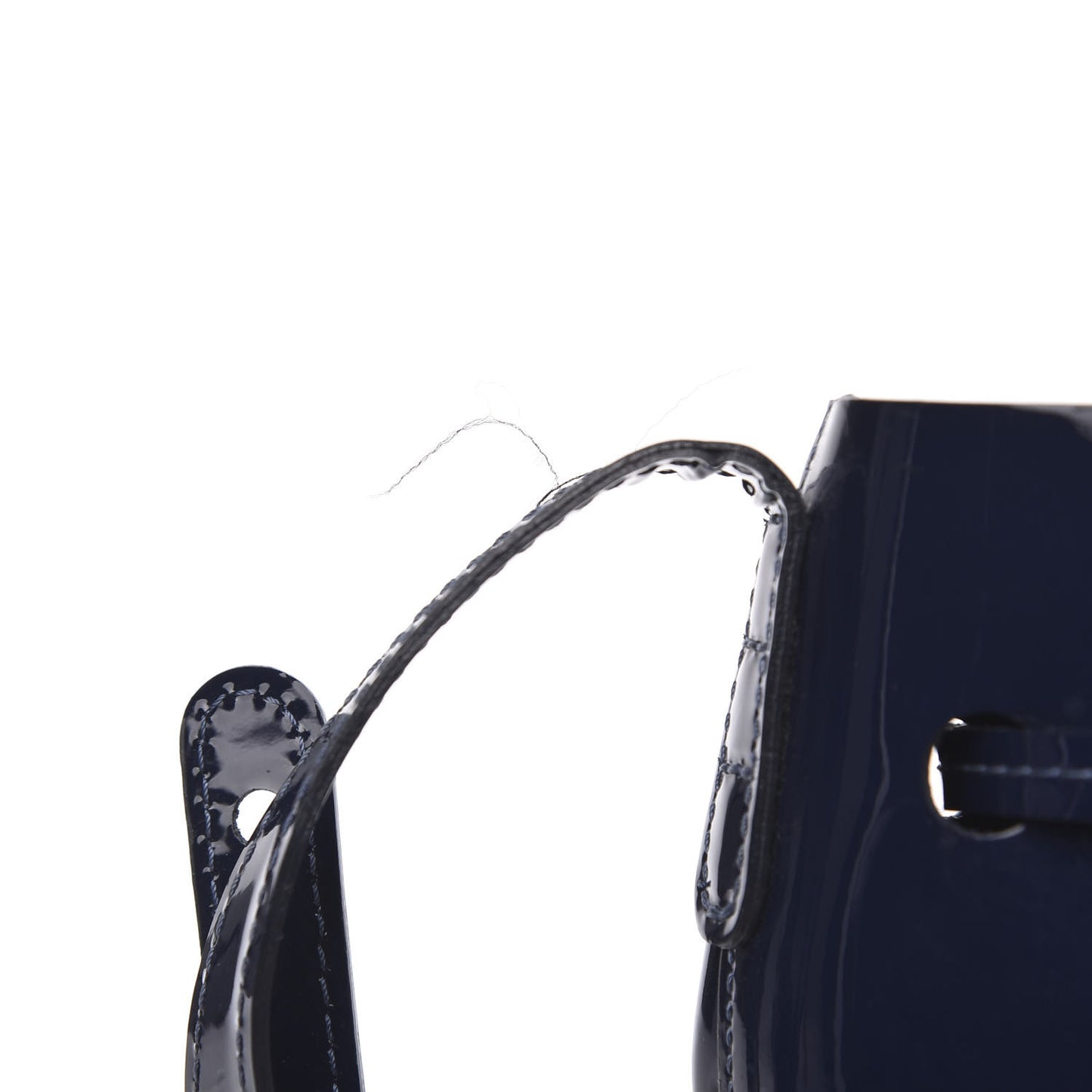 Patent Calfskin Bucket Bag Blu