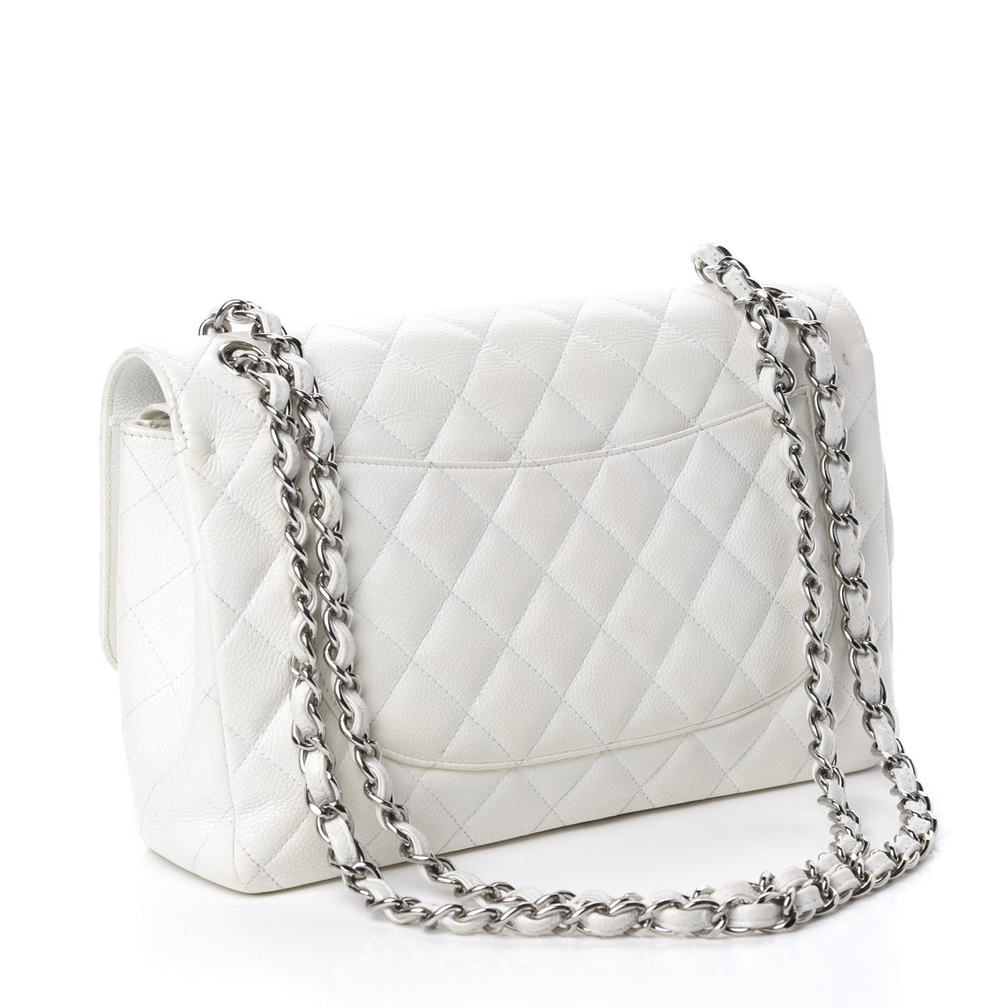 Caviar Quilted Jumbo Double Flap White