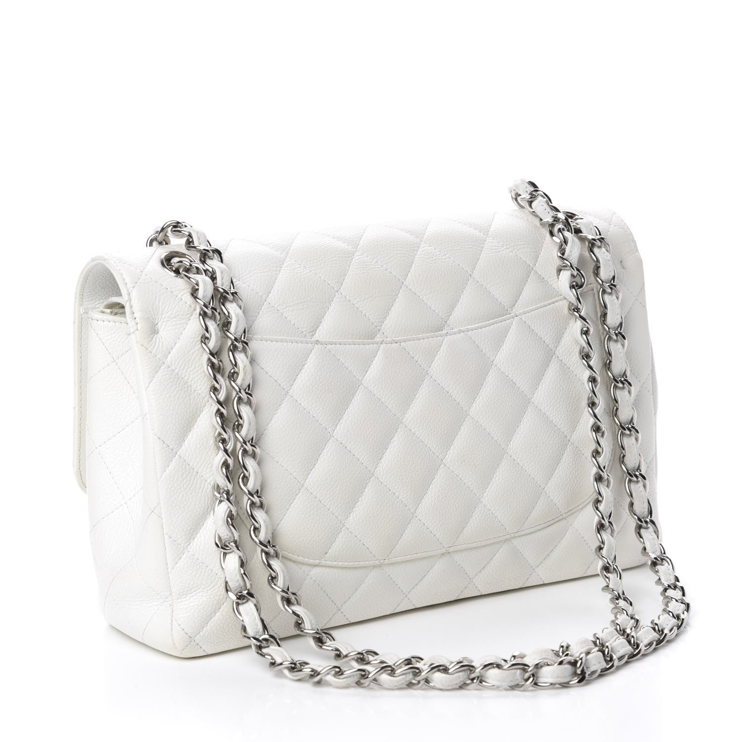 Chanel Caviar Quilted Jumbo Double Flap White 3 of 16