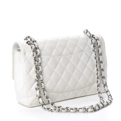 Chanel Caviar Quilted Jumbo Double Flap White 3 of 16